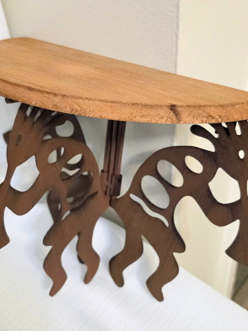 Kokopelli Wall Shelf Metal Figures Wood Top Native Southwest Rustic Sm Space